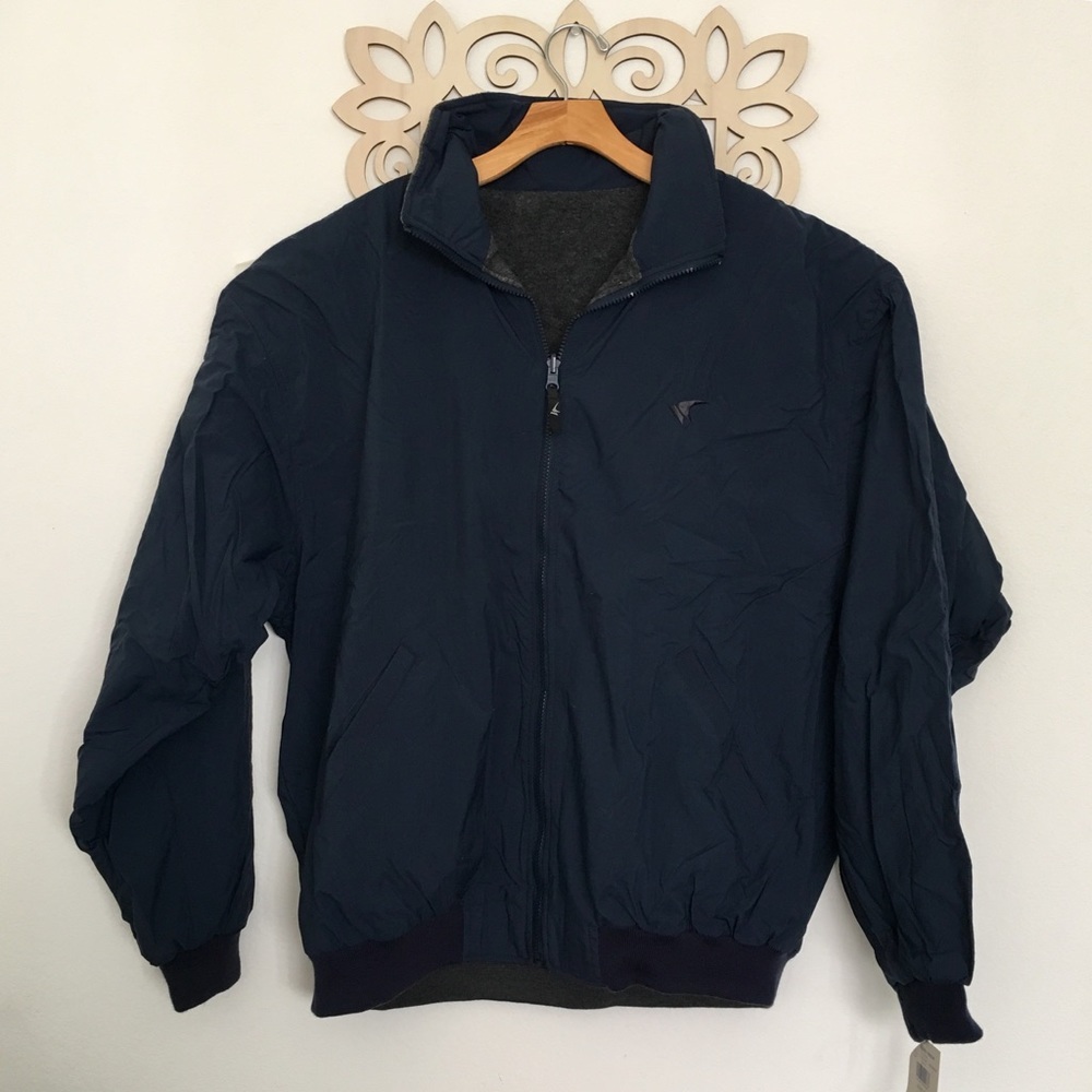 Plush Reversible Fleece/Nylon Navy and Gray Jacket